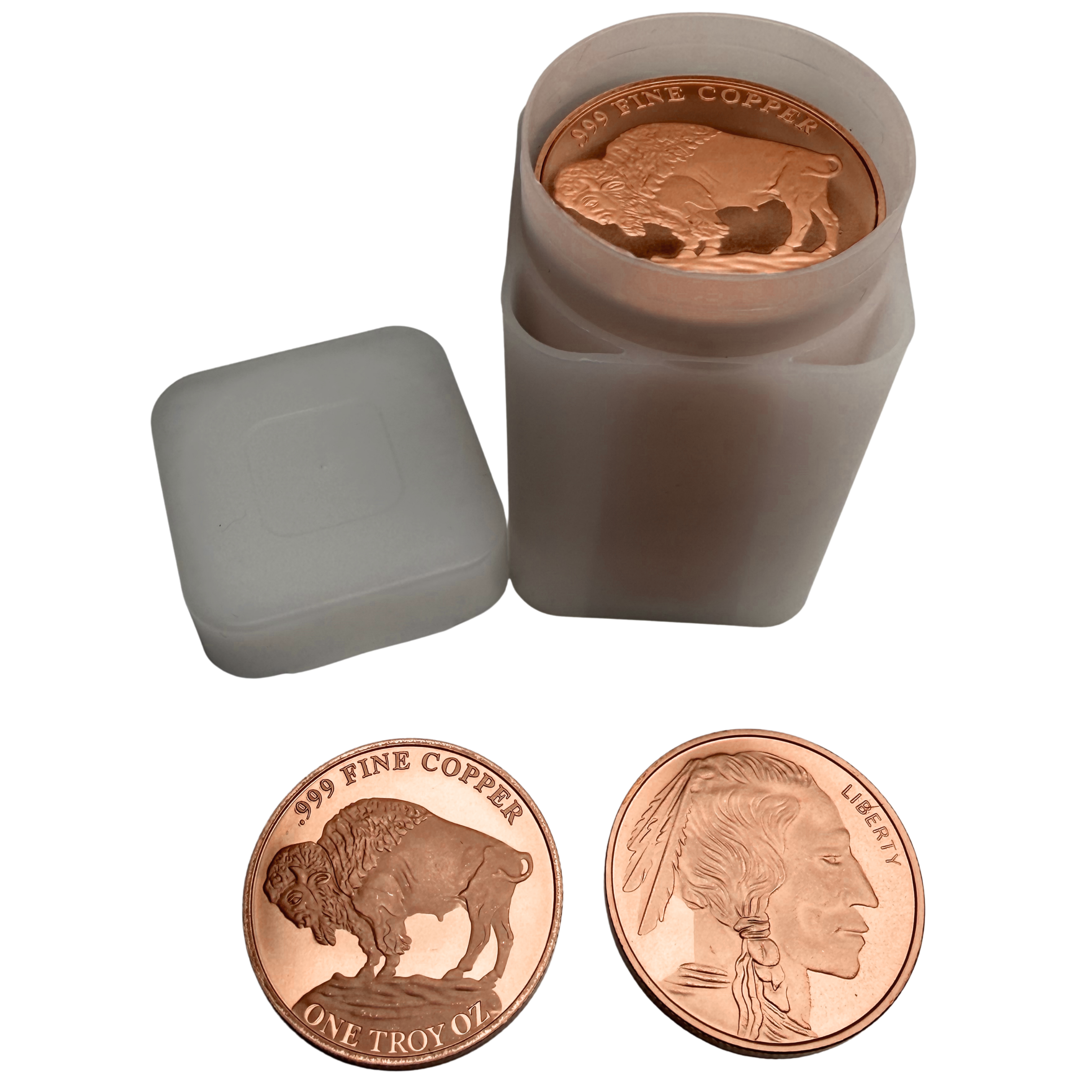 1oz Copper Rounds .999 Fine Copper Tube of 20