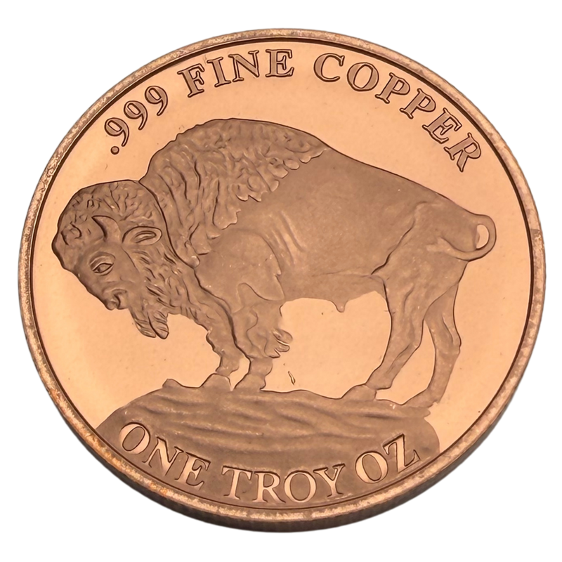 1 Troy Ounce Copper Round .999 Fine Copper