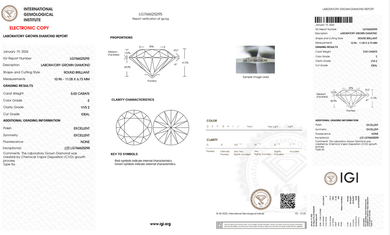 5.03ct Lab-Grown Diamond Round Brilliant | E Colour, VVS2, Ideal Cut | IGI Certified